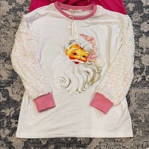 NWT Grace+Emma SANTA CLAUS WHITE
SWEATSHIRT WITH SEQUIN
SLEEVES